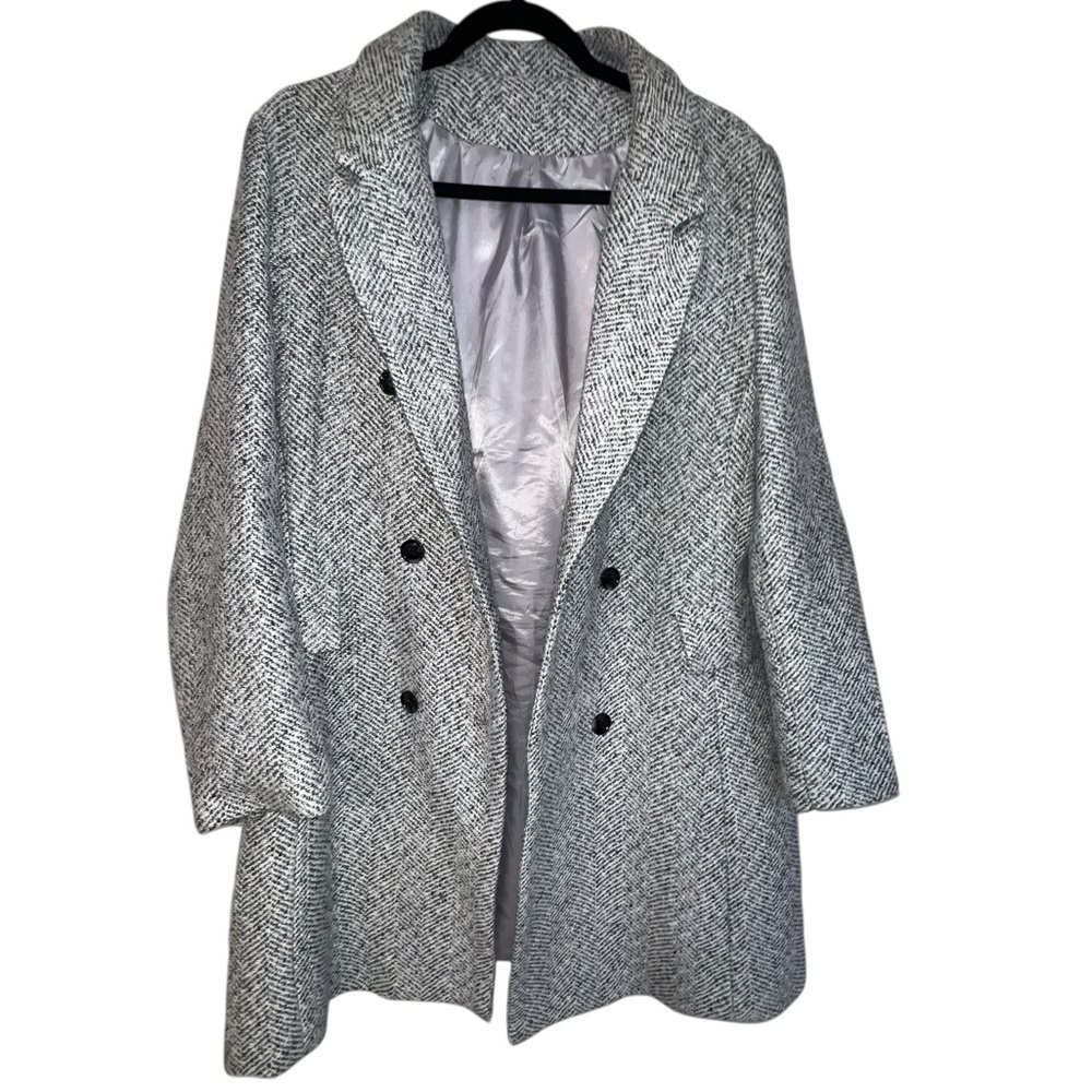 Emery Rose Chic Women's Gray Herringbone Pea Coat